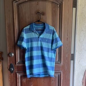 Izod Men's Polo Shirt in Light and Dark Blue Stripes